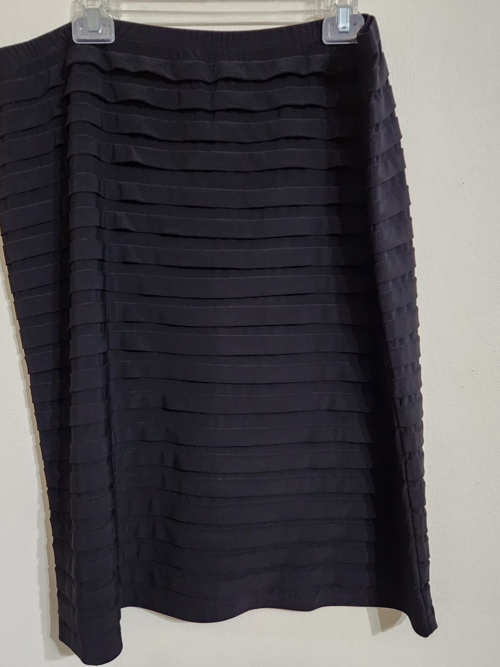 dressbarn Black Horizontal Ruffle Midi Skirt